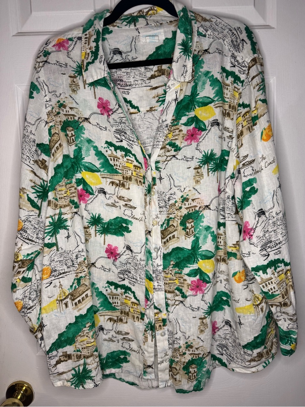 Cynthia Rowley Amalfi Coast Linen Button Front Shirt - Women's 2X